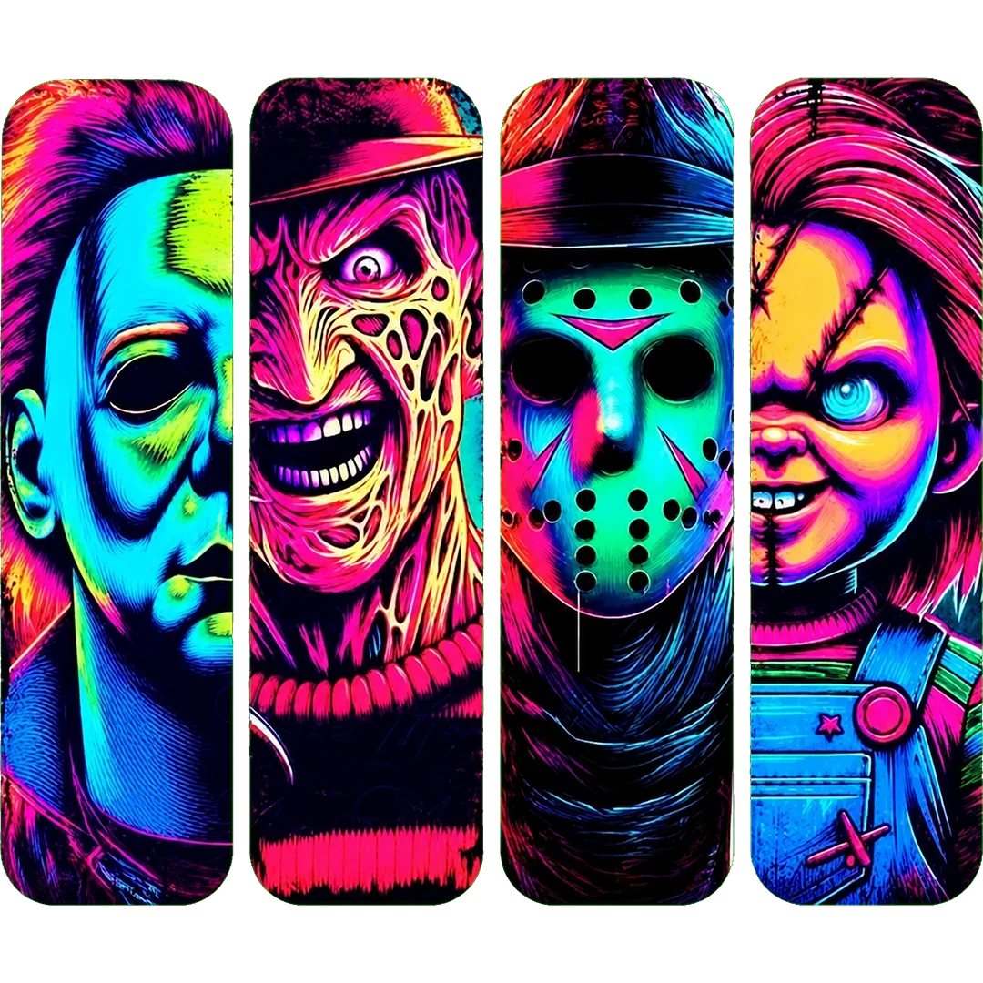 Neon Slasher Face Panel Collage