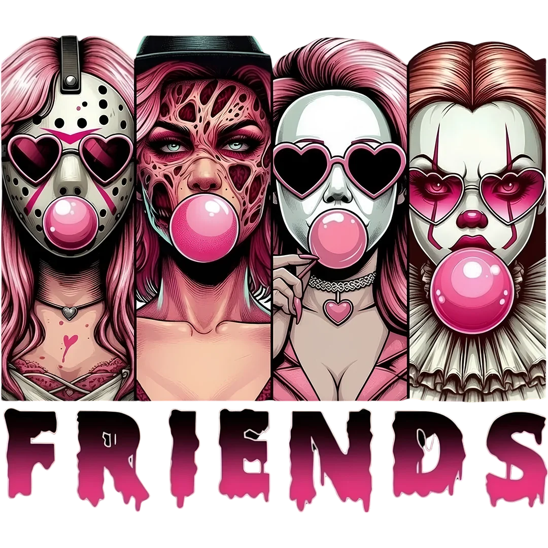 Pink Slasher Girls Alternate Panels premade DTF transfer design