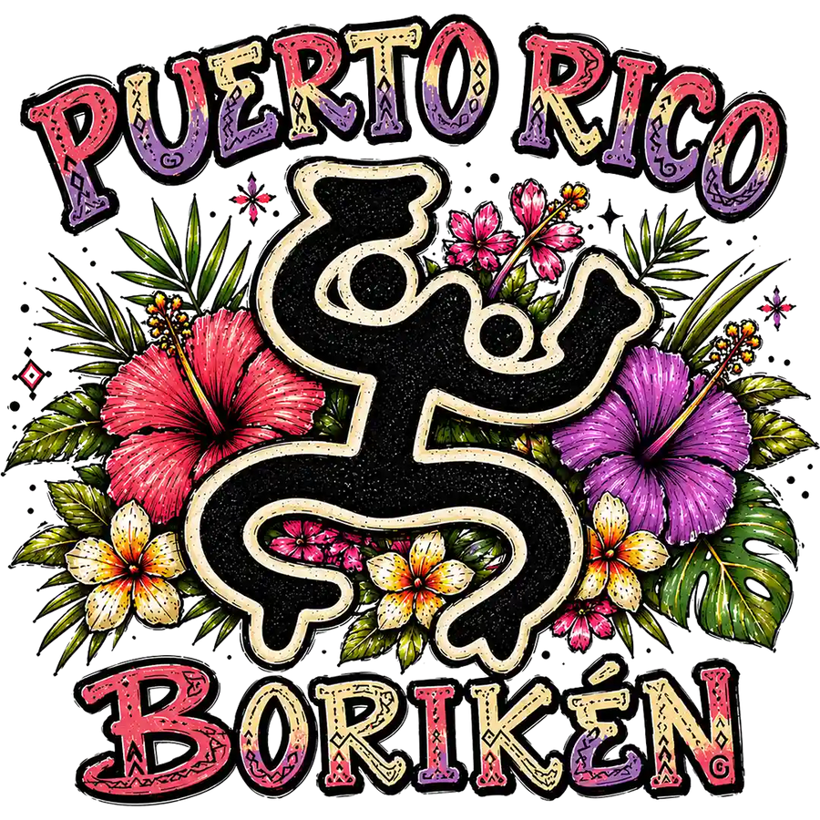 Puerto Rico Borikén Floral Frog Symbol