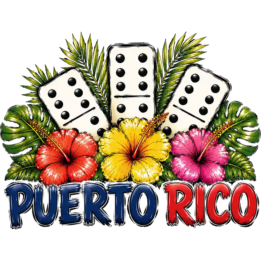 Puerto Rico Dominoes and Hibiscus