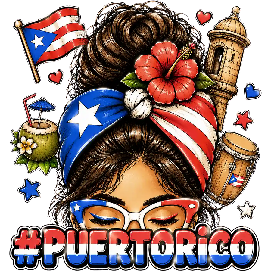 Puerto Rico Flag Headwrap Woman