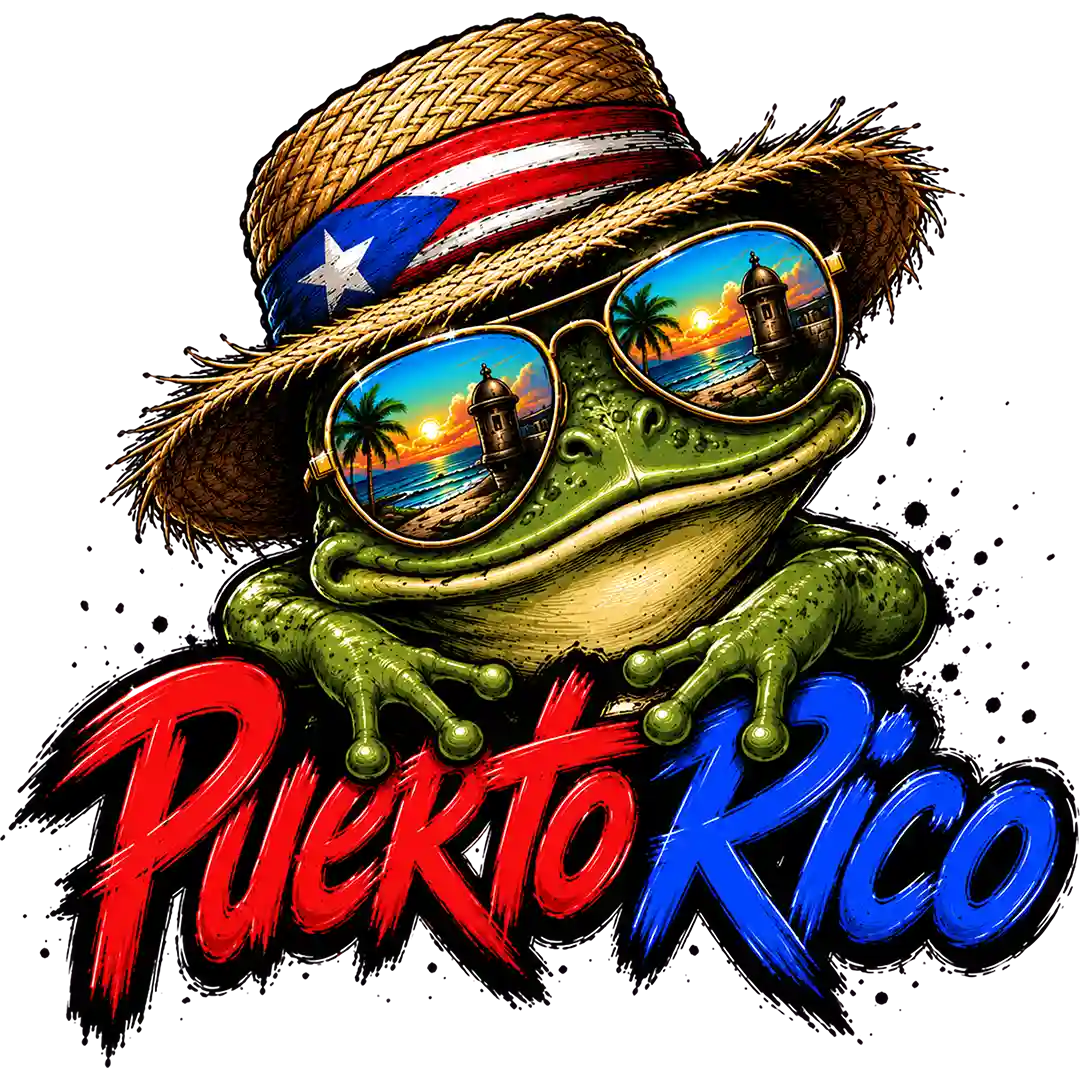 Puerto Rico Frog with Straw Hat
