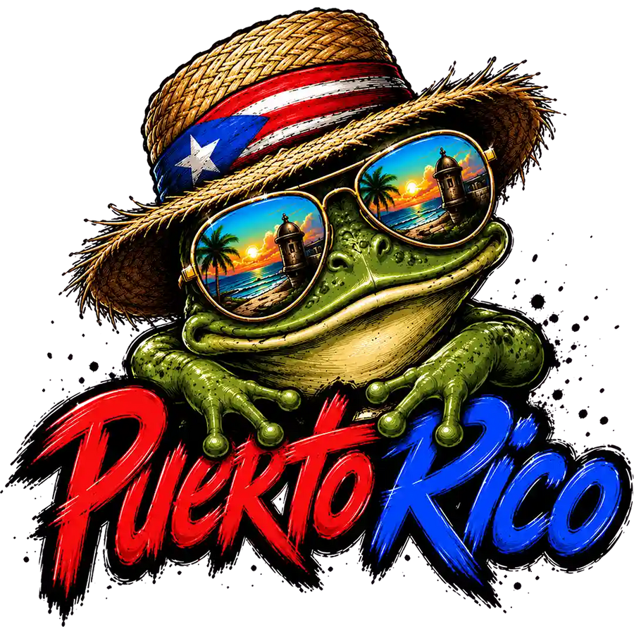 Puerto Rico Frog with Straw Hat