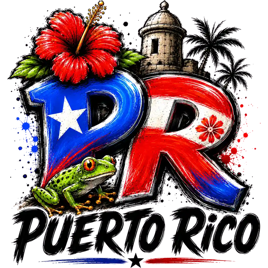 Puerto Rico PR Hibiscus and Frog