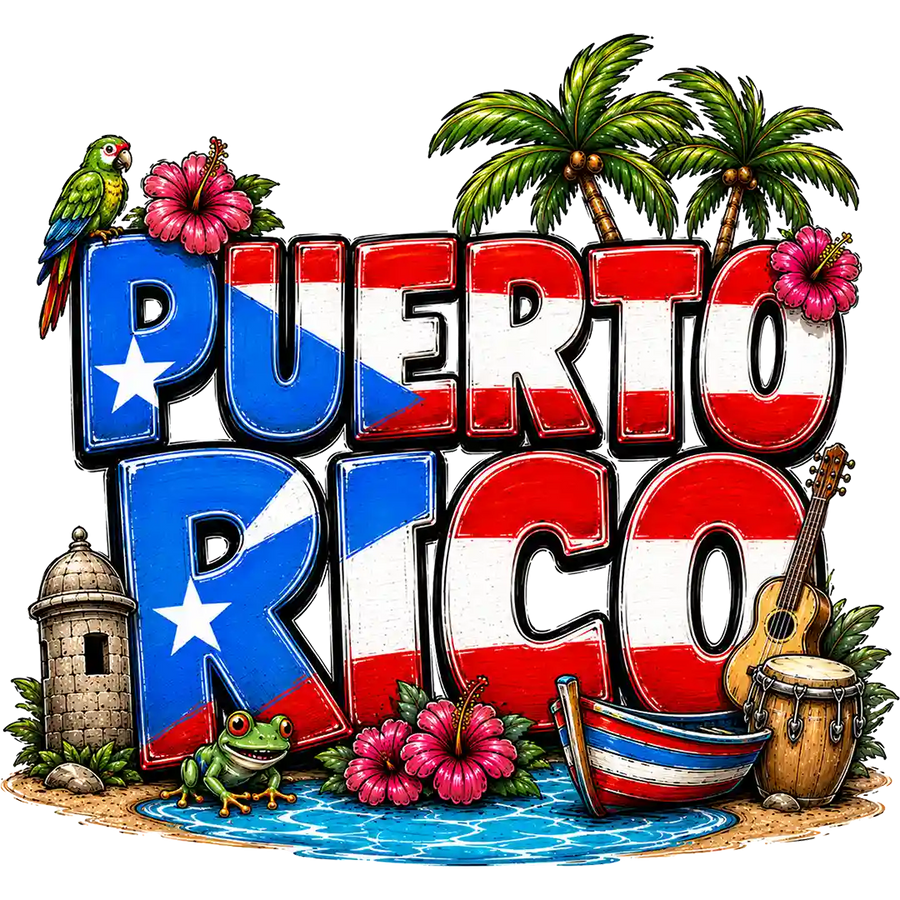 Puerto Rico Tropical Block Letters
