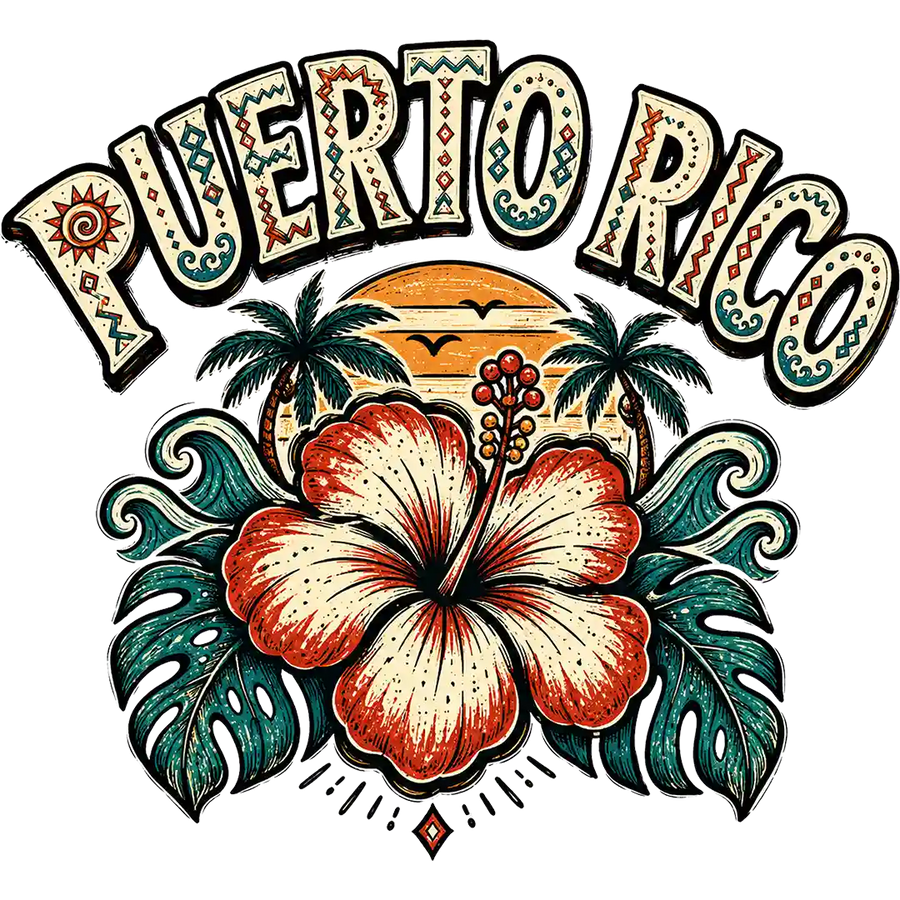 Puerto Rico Vintage Hibiscus Sunset