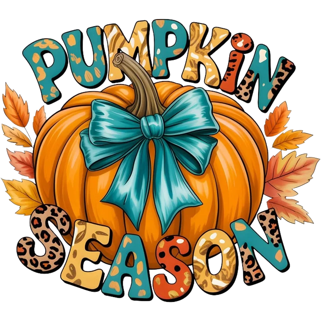 Pumpkin Season Teal Bow