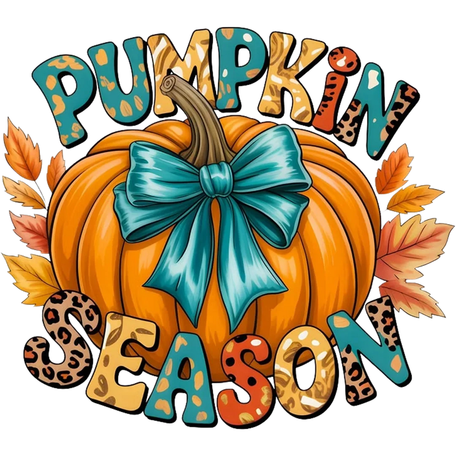 Pumpkin Season Teal Bow