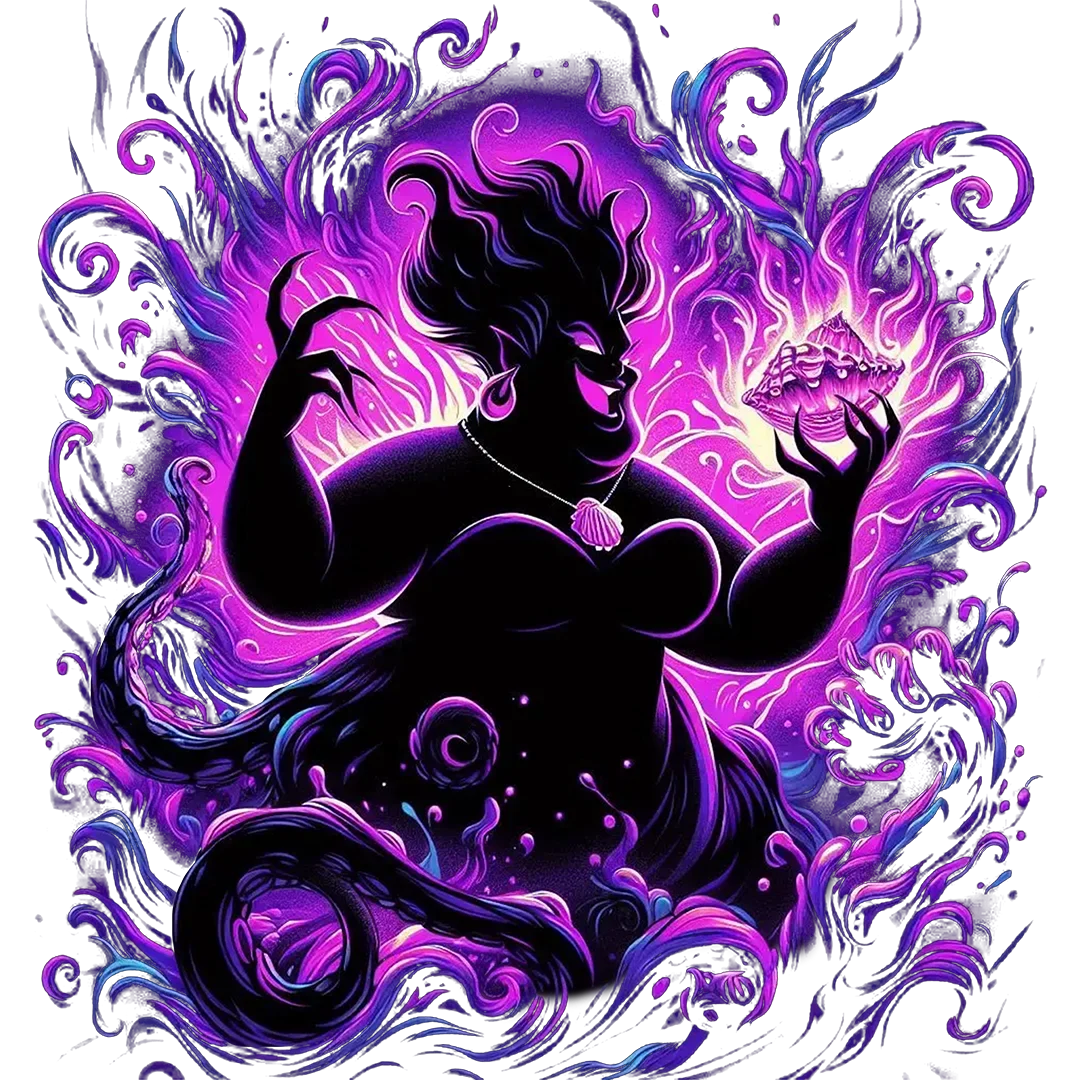 Purple Sea Sorceress Neon Silhouette