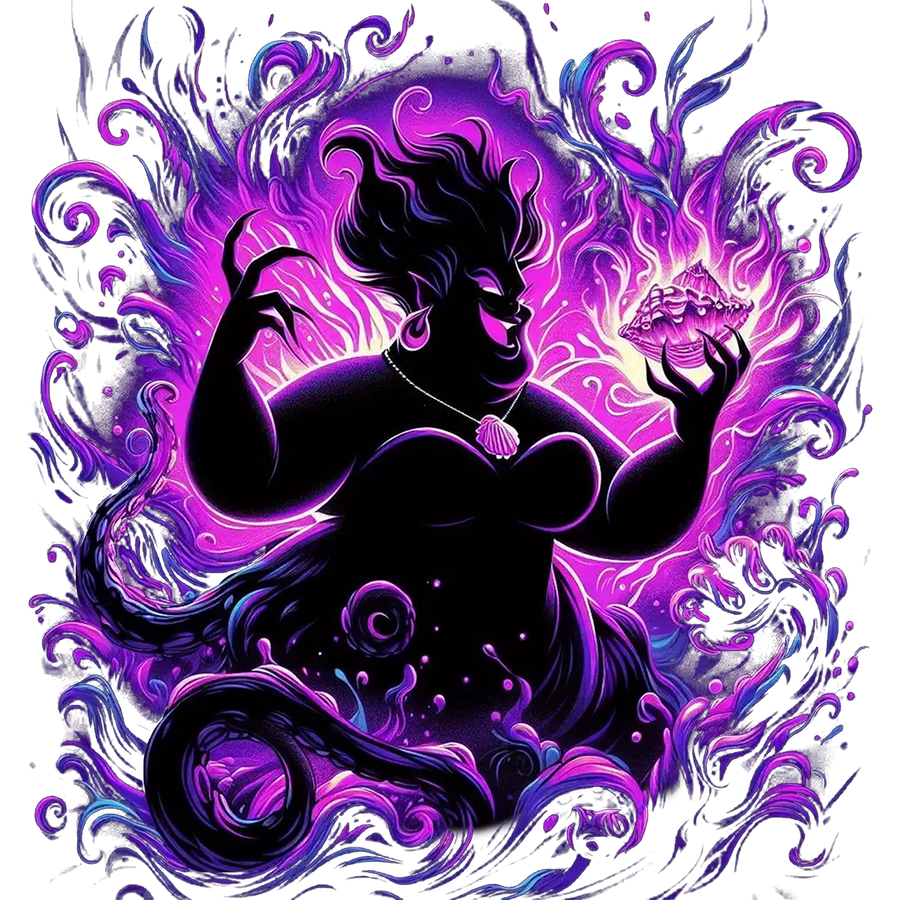 Purple Sea Sorceress Neon Silhouette