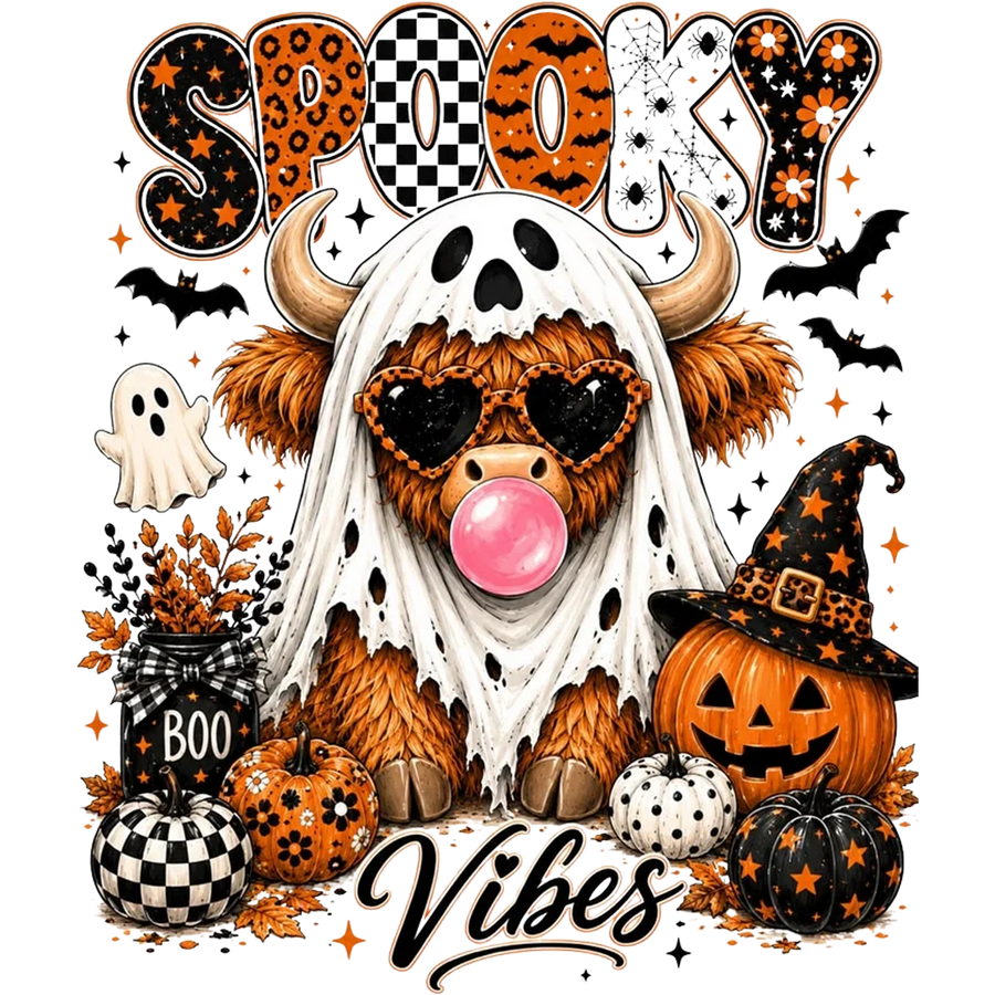 Spooky Vibes Highland Cow Ghost