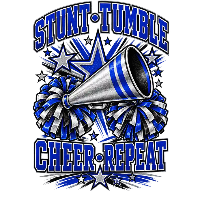 Stunt Tumble Cheer Repeat Blue Silver