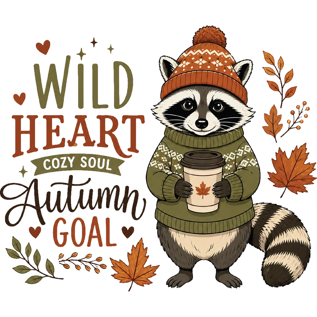 Wild Heart Cozy Soul Raccoon